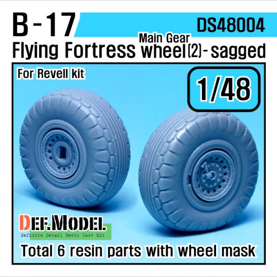 1/48 Boeing B-17 Flying Fortress Main Gear Sagged Wheels Set 2 for Revell kit