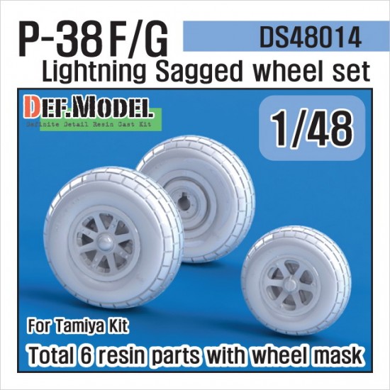 1/48 Lockheed P-38 F/G Lightning Sagged Wheel set for Tamiya kits