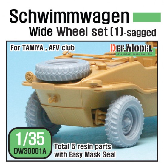 1/35 WWII Schwimmwagen Wide Sagged Wheels Set for Tamiya kit #35224 (5 wheels)