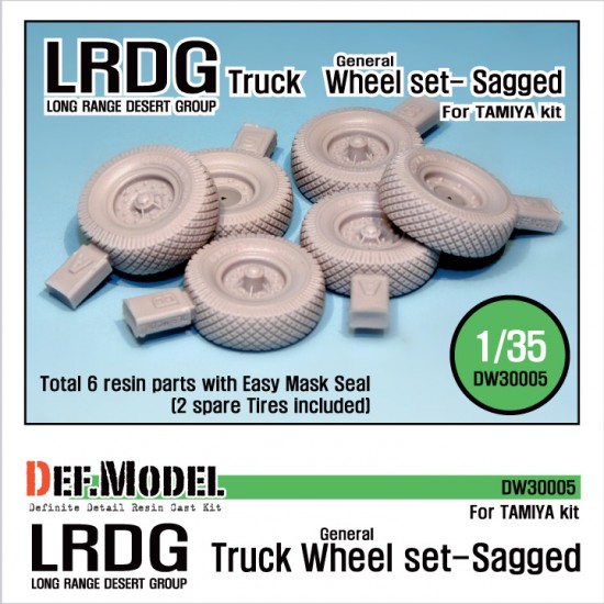 1/35 WWII British LRDG Truck Sagged Wheels Set for Tamiya #32407/35092/89785 (6 wheels)