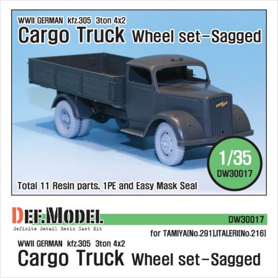 1/35 WWII German Kfz.305 Cargo Truck Sagged Wheels Set for Tamiya #291/Italeri #216