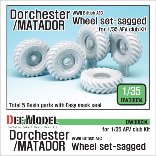 1/35 WWII British AEC Dorchester/Matador Sagged Wheels Set for AFV Club AF35236/AF35239