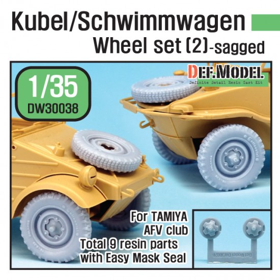 1/35 WWII Kubel/Schwimmwagen Sagged Wheels Set #2 for AFV Club/Tamiya kit