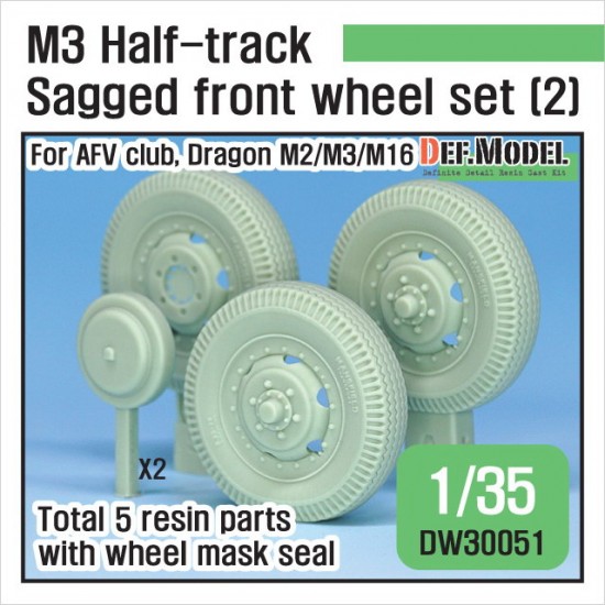 1/35 US M2/M3/M16 Halftrack Front Sagged Wheel set Vol. 2 for AFV Club/Dragon kits