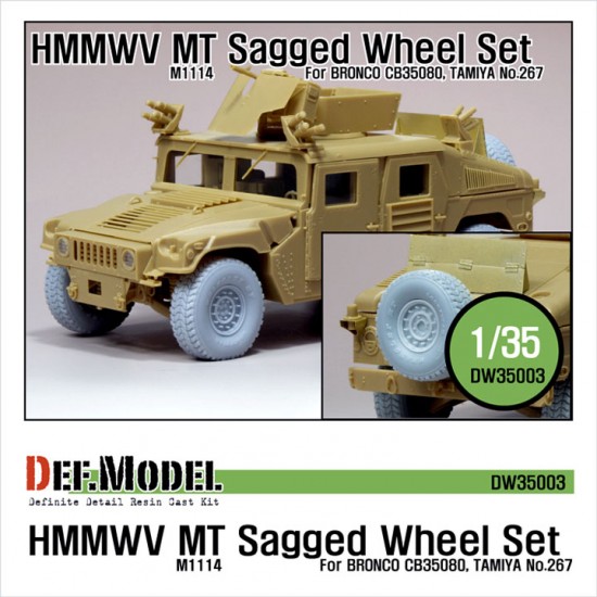 1/35 M1114 HMMWV MT Sagged Wheels Set for Bronco CB35080, Tamiya #267 (5 wheels)