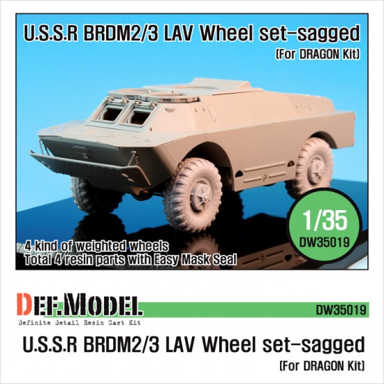1/35 USSR BRDM-2/BRDM-3 LAV Sagged Wheels Set for Dragon kits #3513/3514 (4 wheels)
