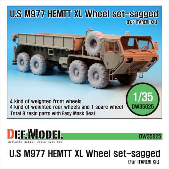 1/35 US M977 HEMTT "XL" Sagged Wheels Set for Italeri kits #298/0292/6510/6525 (9 wheels)