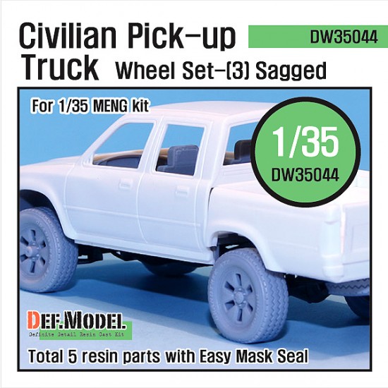 1/35 Civilian Pick-up Truck Sagged Wheels Set 3 for Meng Model kits VS-001/VS002(5 wheels)
