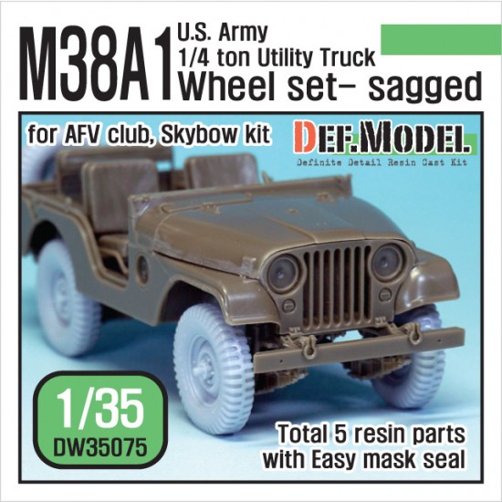 1/35 US M38A1 1/4t Utility Truck Sagged Wheels Set for AFV Club AF35S17/AF35S19 (5 wheels)