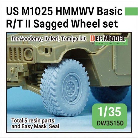 1/35 US M1025 HMMWV Basic R/T II Sagged Wheel set for Academy/Italeri/Tamiya kits
