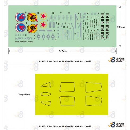 1/144 Movie Collection No.7 - F-14A Tomcat Decal set for Revell/Ace Corp/Academy kit