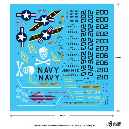 1/72 F-14A Tomcat Movie Decal No.2 Jolly Rogers 1978 for Academy kit [JEIGHT Design]