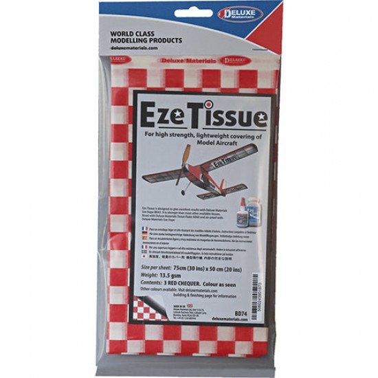 Eze Tissue Red Chequer (3 sheets, each: 75cm x 50cm)