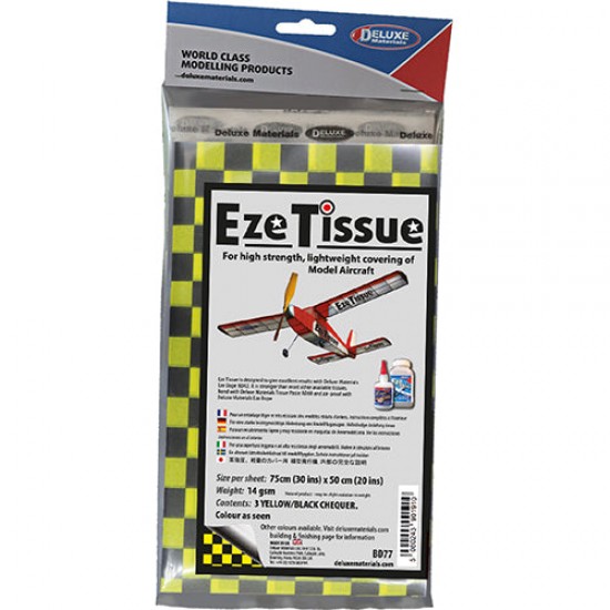 Eze Tissue Black & Yellow Chequer (3 sheets, each: 75cm x 50cm)