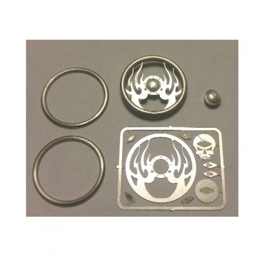 1/24, 1/25 Hell Fire Skull Billet Steering Wheel kit