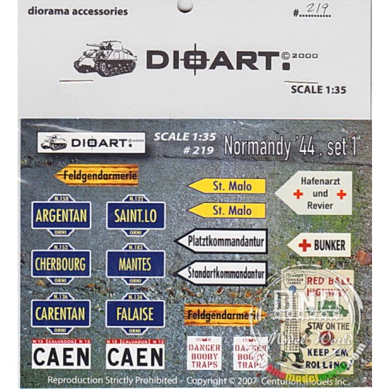 1/35 WWII Normandy, Locality and Traffic Signage v.1 (x1 sheet)