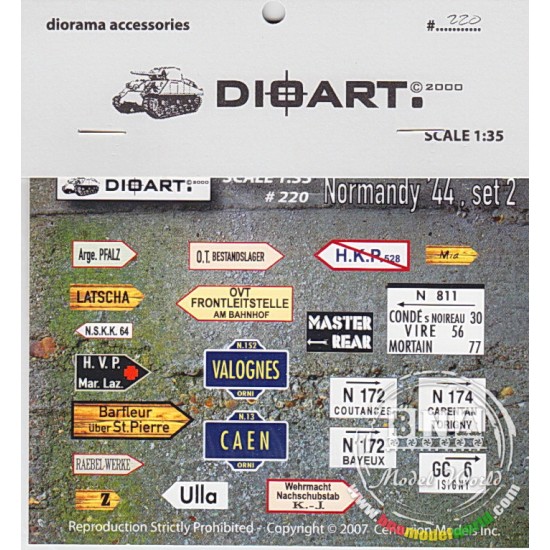 1/35 WWII Normandy, Locality and Traffic Signage v.2 (x1 sheet)