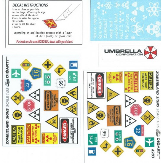 1/35 Zombieland Signs Vol.1 - Gas Mask (card, styrene &white decals)