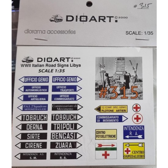 1/35 WWII Italian Road Signs Libya (full colour 1 card sheet card)