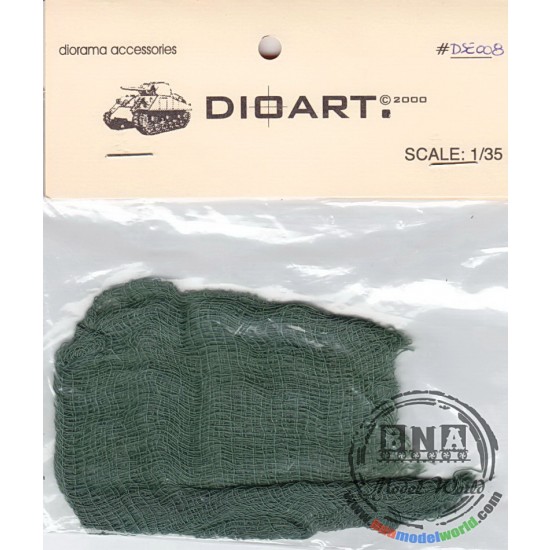 1/35 WWII Green Camouflage Netting (x1 dark green 8"x8" fine cotton gauze)