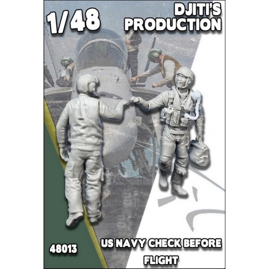 1/48 US Navy Pilot & Aircraft Carrier Deck Crew Check Before Flight (2 figures)