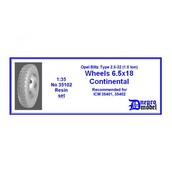 1/35 Opel Blitz Type 2.5-32 (1.5t) Wheels 6.5x18 for ICM kits #35401/35402