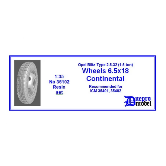 1/35 Opel Blitz Type 2.5-32 (1.5t) Wheels 6.5x18 for ICM kits #35401/35402