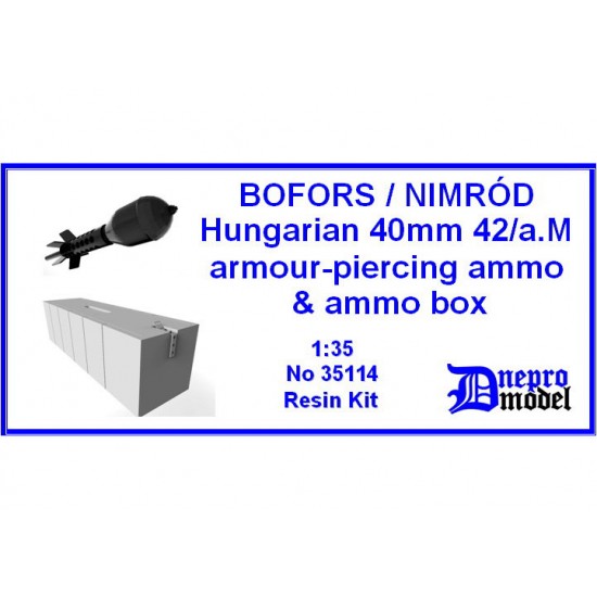 1/35 WWII Bofors/Nimrod Hungarian 40mm 42a.M Armour-Piercing Ammo & Ammo Box