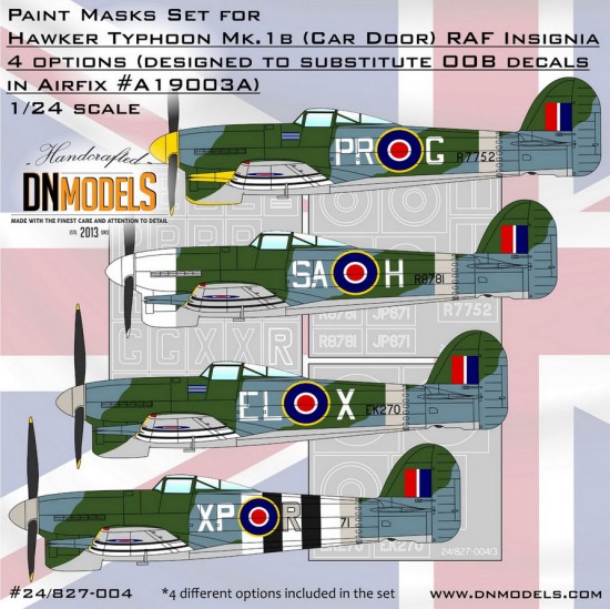 1/24 Hawker Typhoon Mk.1B (Car Door) RAF Insignia Paint Masking for Airfix kit #19003A