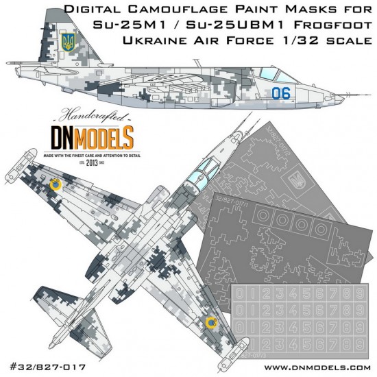 1/32 Su-25M1/Su-25UBM1 Frogfoot Ukrainian Digital Camo Paint Masks for Trumpeter 02276/77