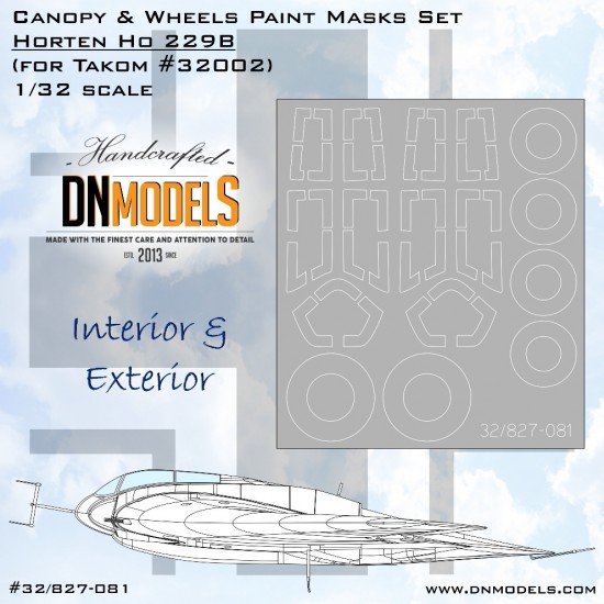 1/32 Horten Ho 229B Canopy and Wheels Paint Masks Set for Takom #32002