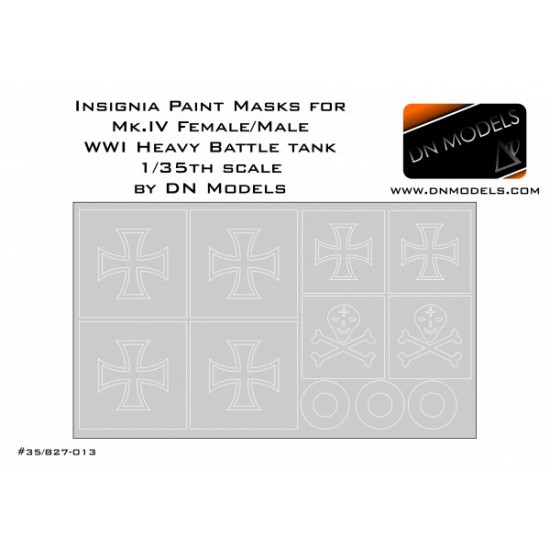 1/35 WWI Beutepanzer Mk.IV Male/Female Markings Paint Masks