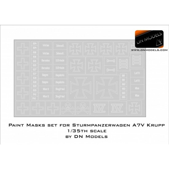 1/35 A7V Krupp Sturmpanzerwagen Insignia and Crosses Paint Mask