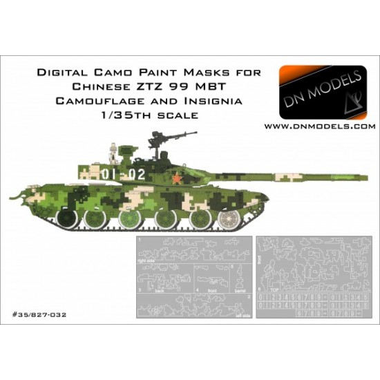 1/35 Chinese ZTZ99 MBT Camouflage and insignia Digital Camo Paint Masks