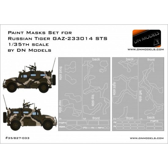 1/35 Russian Tiger GAZ-233014 STS Camouflage and Windows Paint Masks for Meng Model