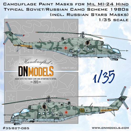 1/35 Mil Mi-24 Hind 1980s Standard Soviet Camo & Red Stars Masking for Trumpeter kits
