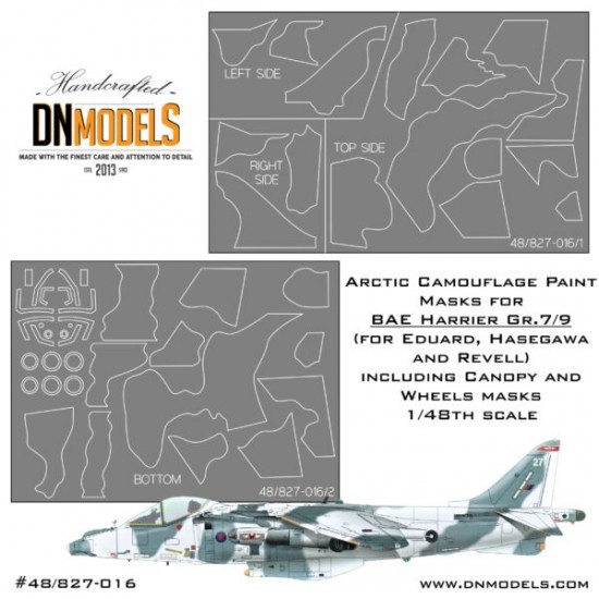 1/48 BAE Harrier Gr.7/9 Arctic Camouflage Canopy & Wheels Masks for Hasegawa/Revell/Eduard