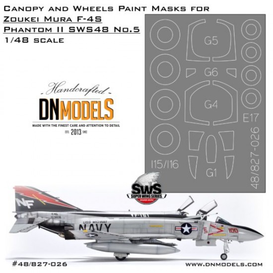 1/48 F-4S Phantom II Canopy and Wheels Paint Masks for Zoukei Mura SWS48 No.5