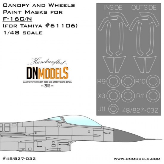 1/48 F-16C/N Canopy & Wheels Paint Masks for Tamiya #61106