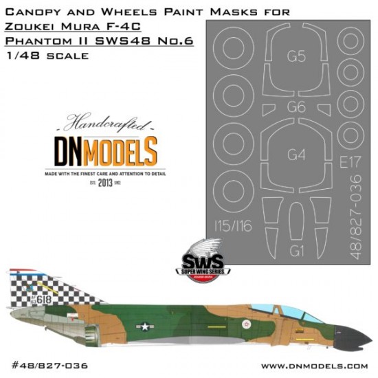 1/48 F-4C Phantom II Canopy and Wheels Paint Masks for Zoukei Mura SWS48 No.6