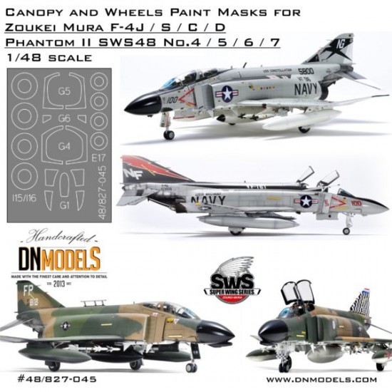 1/48 F-4 J/S/C/D Phantom II Canopy and Wheels Paint Marks for Zoukei Mura SWS No.4/5/6/7