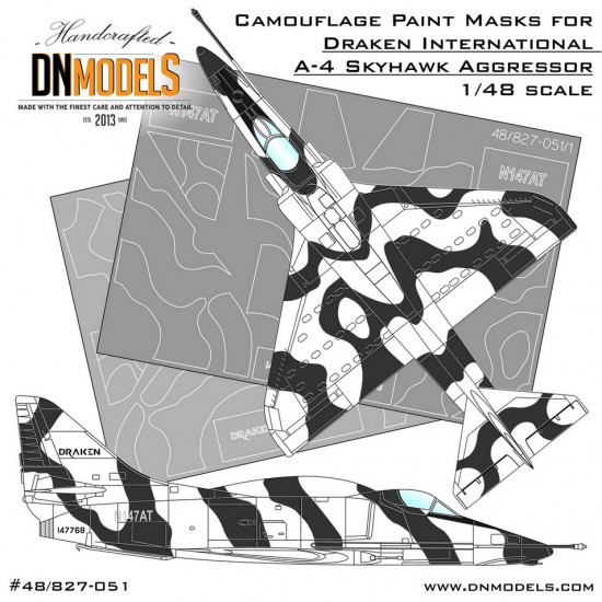1/48 Draken International A-4 Skyhawk Aggressor Camo Paint Masks for Hasegawa/Trumpeter