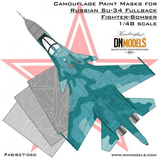 1/48 Su-34 Fullback Camouflage Paint Masks for Hobby Boss #81756, Kitty Hawk #KH80141