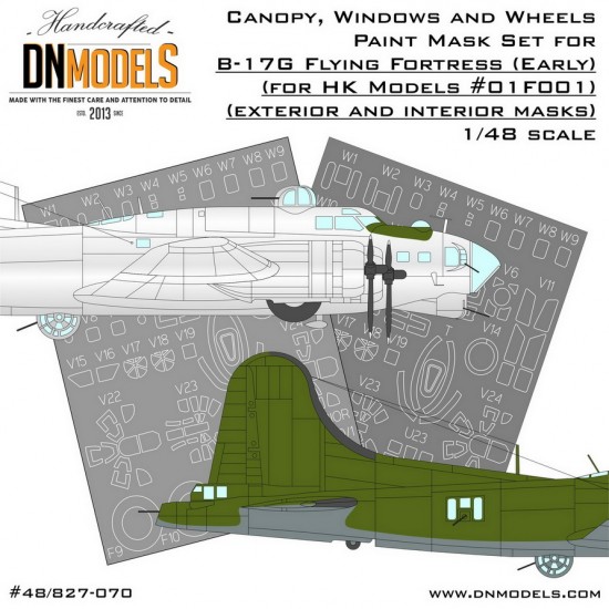 1/48 Boeing B-17G Early Canopy, Windows & Wheels Paint Mask Set for HK Models #01F001