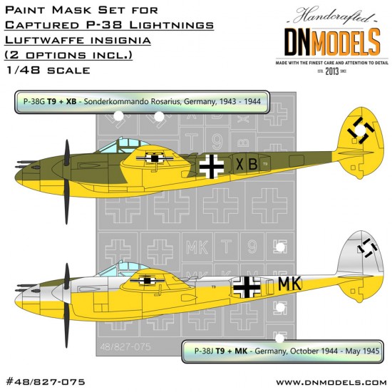 1/48 Captured P-38 Lightning Luftwaffe Insignia Paint Mask Set