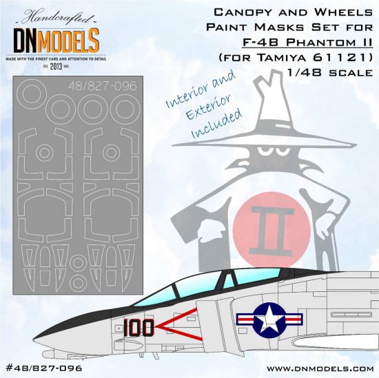 1/48 F-4B Phantom II Canopy & Wheels (Interior & Exterior) Paint Masking for Tamiya 61121