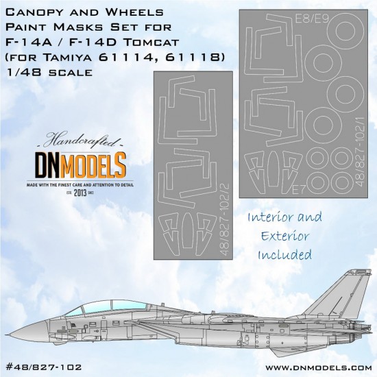 1/48 F-14A/D Tomcat Canopy & Wheels Masking for Tamiya kits #61114/61118