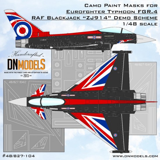 1/48 RAF Blackjack Eurofighter Typhoon FGR.4 ZJ914 Demo Camo Masking for Revell kits
