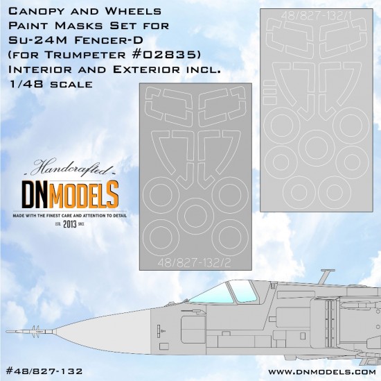 1/48 Su-24 Fencer Canopy & Wheels Paint Masks Set for Trumpeter kits