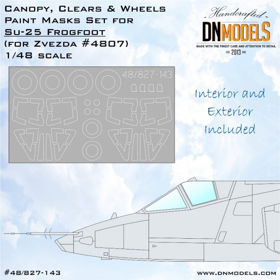 1/48 Su-25 Frogfoot Canopy, Clears & Wheels Paint Masks Set for Zvezda kits